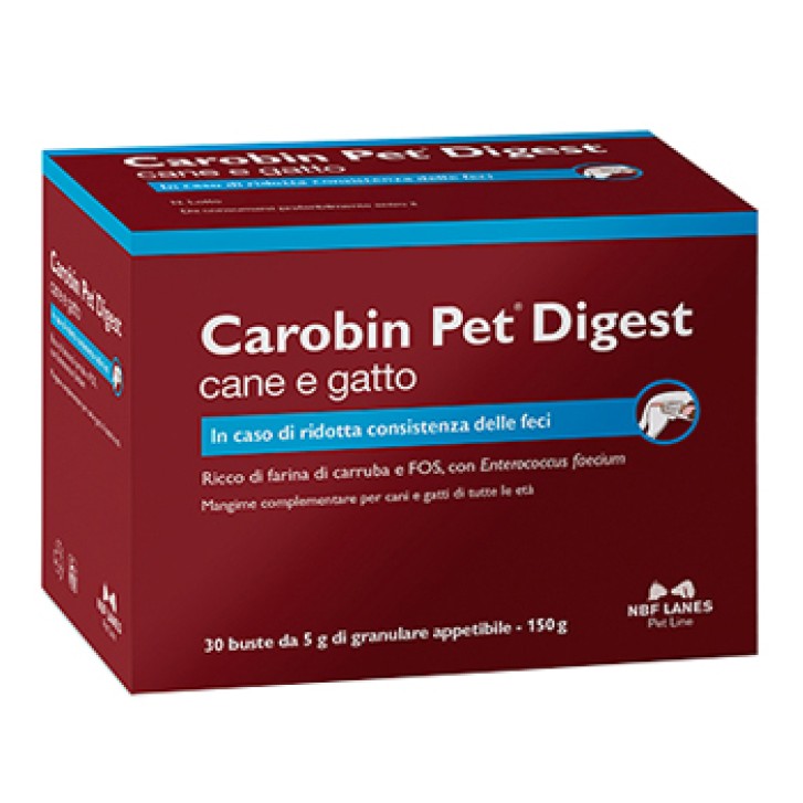 Carobin Pet Digest 30 Bustine - Integratore Intestinale Cani e Gatti
