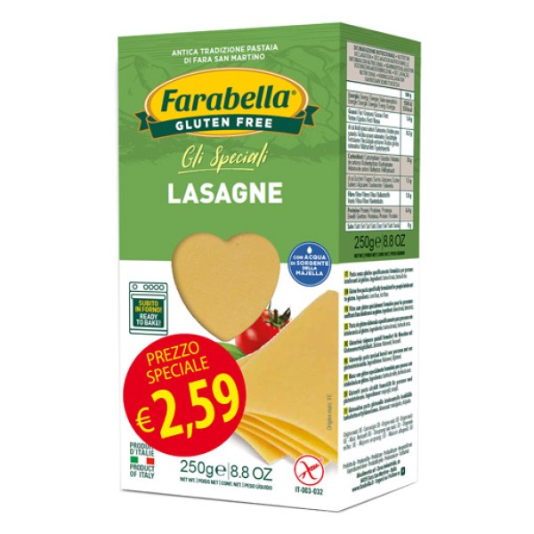 Farabella Senza Glutine Pasta Lasagne 6 Pezzi 250 grammi