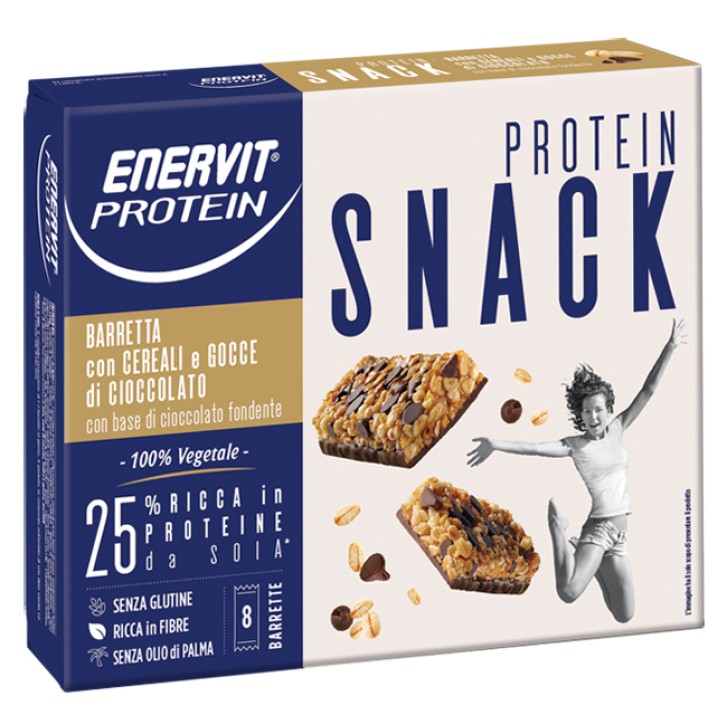 Enervit Protein Snack Cereali e Cioccolato Barrette Energetiche 8 pezzi