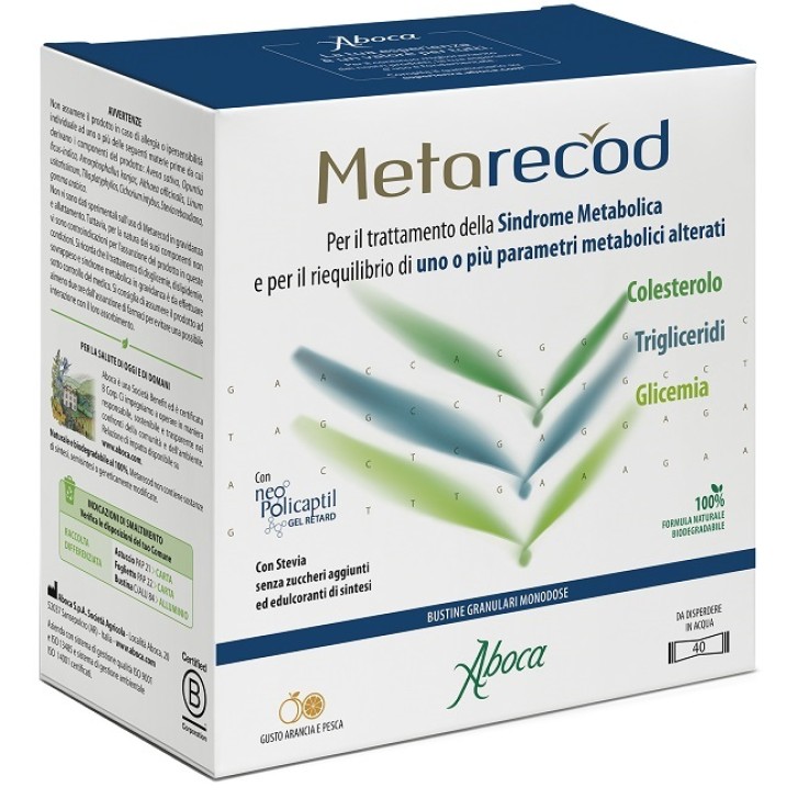 Aboca Metarecod Granulato 40 Bustine Monodose - Dispositivo Medico per il Metabolismo dei Trigliceridi e Colesterolo