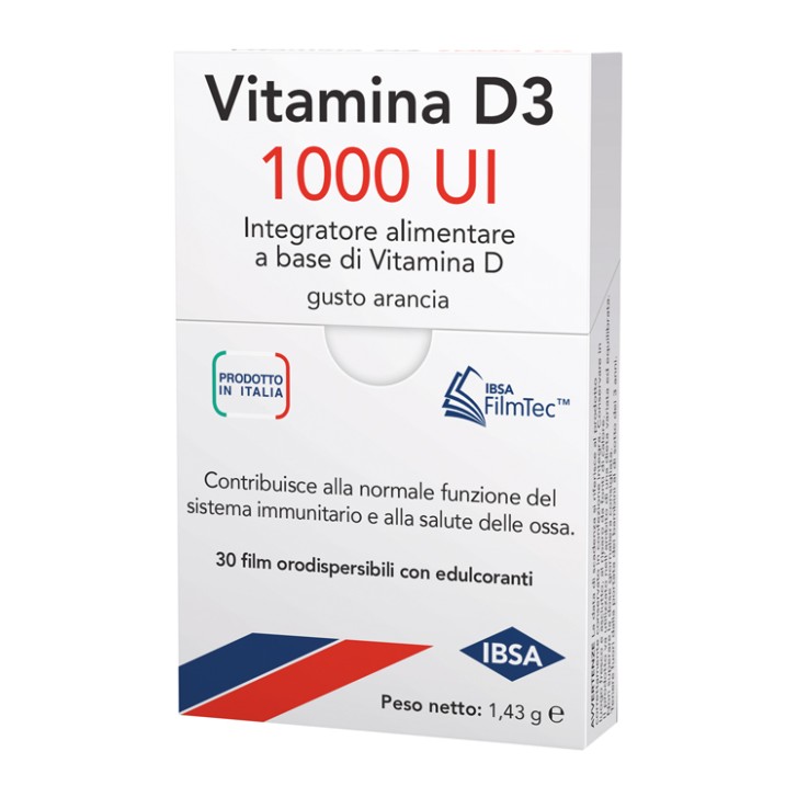 Vitamina D3 1000 UI IBSA 30 Film Orodispersibili - Integratore di Vitamina D3