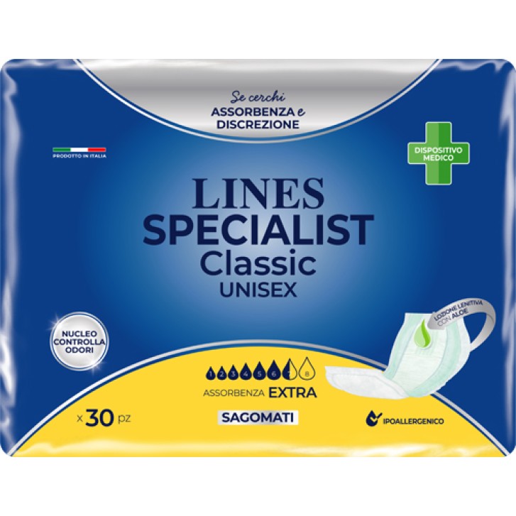 Lines Specialist Classic Sagomato Extra Pannolone Anti-odore 30 pezzi