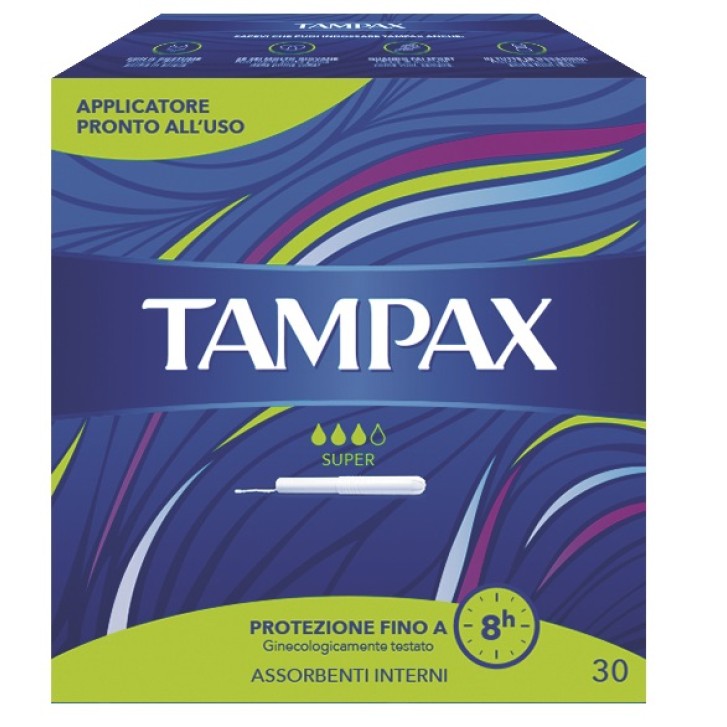 Tampax Super Blue Box Assorbente Interno Flusso Leggero Medio 30 pezzi