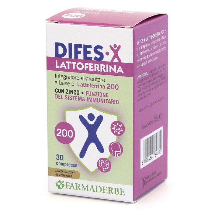 Farmaderbe Difes-X Lattoferrina 200 30 Compresse - Integratore Difese Immunitarie