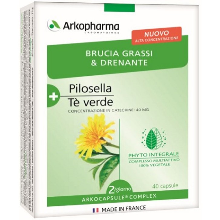 Arkocapsule Complex Pilosella Te' Verde 40 Capsule - Integratore Brucia Grassi e Drenante