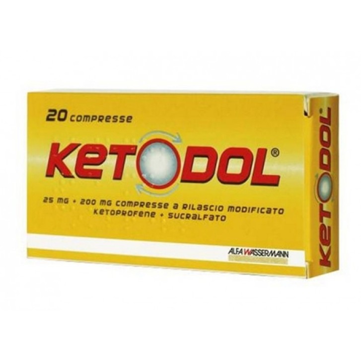 Ketodol 25 mg + 200 mg Antinfiammatorio Mal di Testa e Mal di Denti 20 Compresse