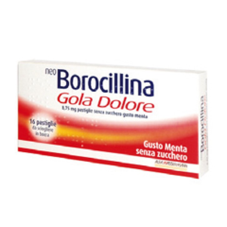 NeoBorocillina Gola Dolore 8,75 mg Menta Senza Zucchero 16 Pastiglie