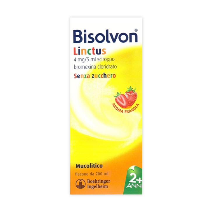 Bisolvon Linctus Sciroppo Mucolitico Aroma Fragola 4 mg/5 ml Bromexina 200 ml