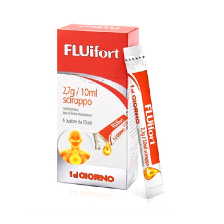 Fluifort Sciroppo 2,7 grammi / 10 ml Carbocisteina Mucolitico Tosse 6 Bustine Monodose