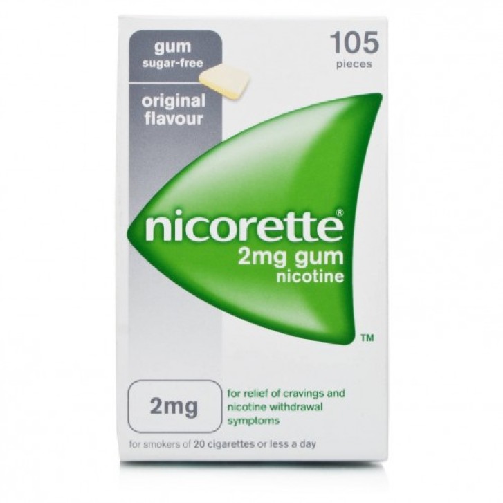 Nicorette 2 mg Gomme Masticabili per Smettere di Fumare 105 pezzi