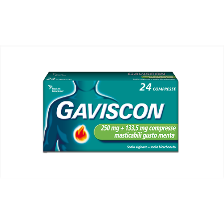 Gaviscon Aroma Menta 250 mg + 133,5 mg 24 Compresse Masticabili