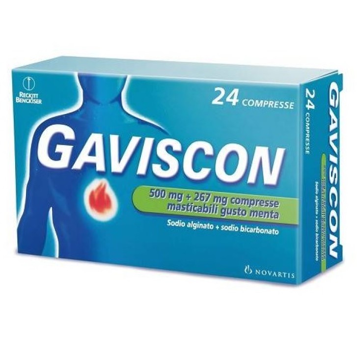 Gaviscon Aroma Menta 500 mg + 267 mg 24 Compresse Masticabili