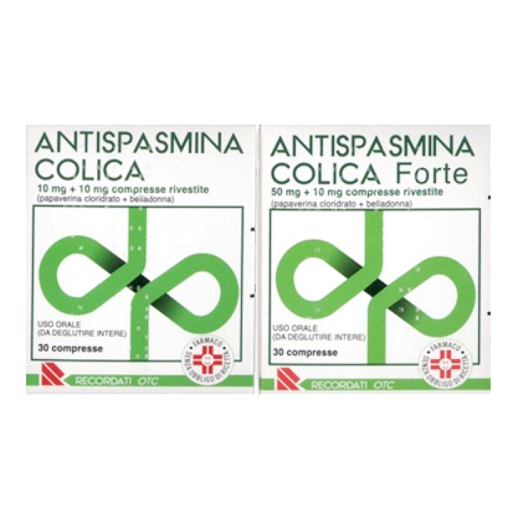 Antispasmina Colica Forte 50 mg + 10 mg Papaverina Belladonna 30 Compresse