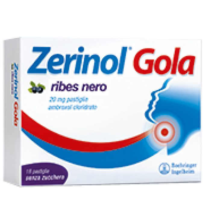 Zerinol Gola Ribes Nero 20 mg Ambroxolo Cloridrato 18 Pastiglie