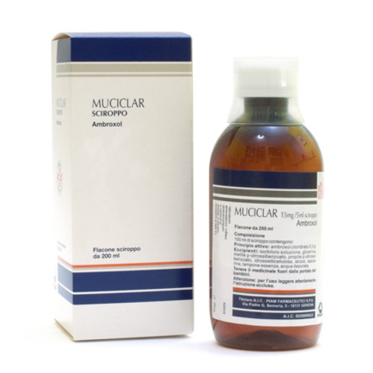 Muciclar Sciroppo 15 mg / 5 ml Ambroxolo Cloridrato Tosse 200 ml