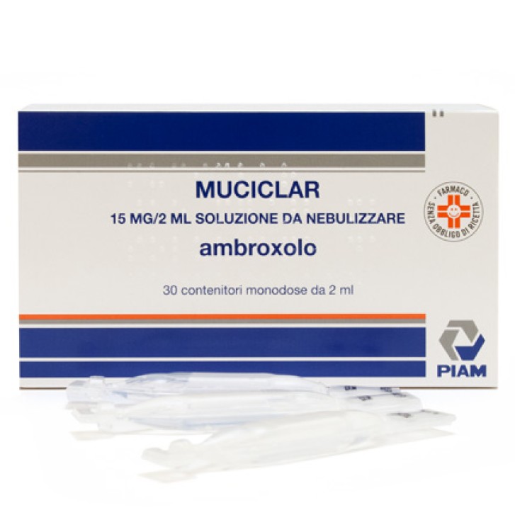 Muciclar Soluzione da Nebulizzare 15 mg / 2 ml Ambroxolo Cloridrato 30 Fiale