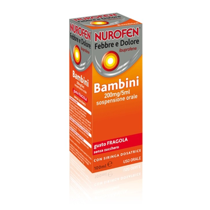 Nurofen Febbre e Dolore Bambini Ibuprofene 200mg/5ml Fragola 100 ml