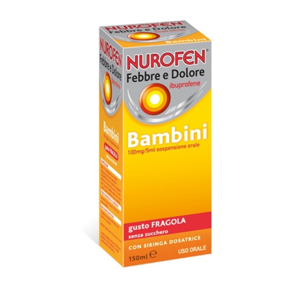 Nurofen Febbre e Dolore Bambini Ibuprofene Sospensione Orale 100mg/5ml Fragola 150 ml