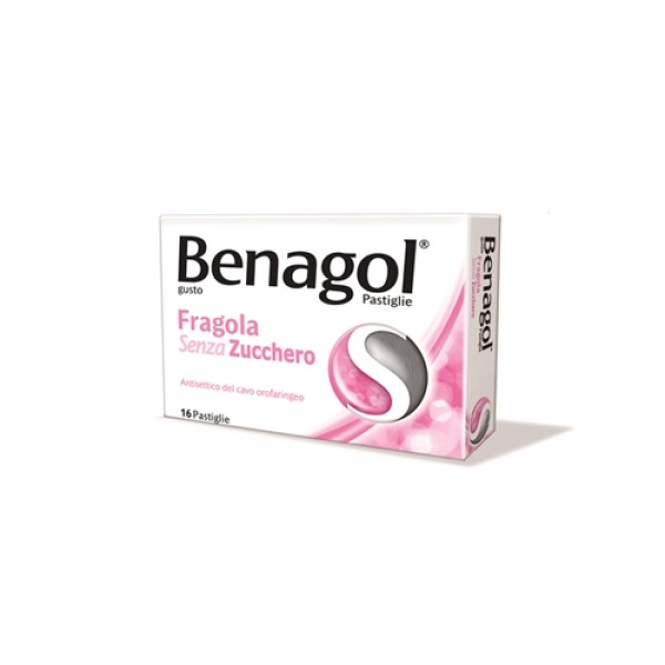 Benagol Pastiglie Fragola Senza Zucchero Antisettico Cavo Orale 16 Pastiglie