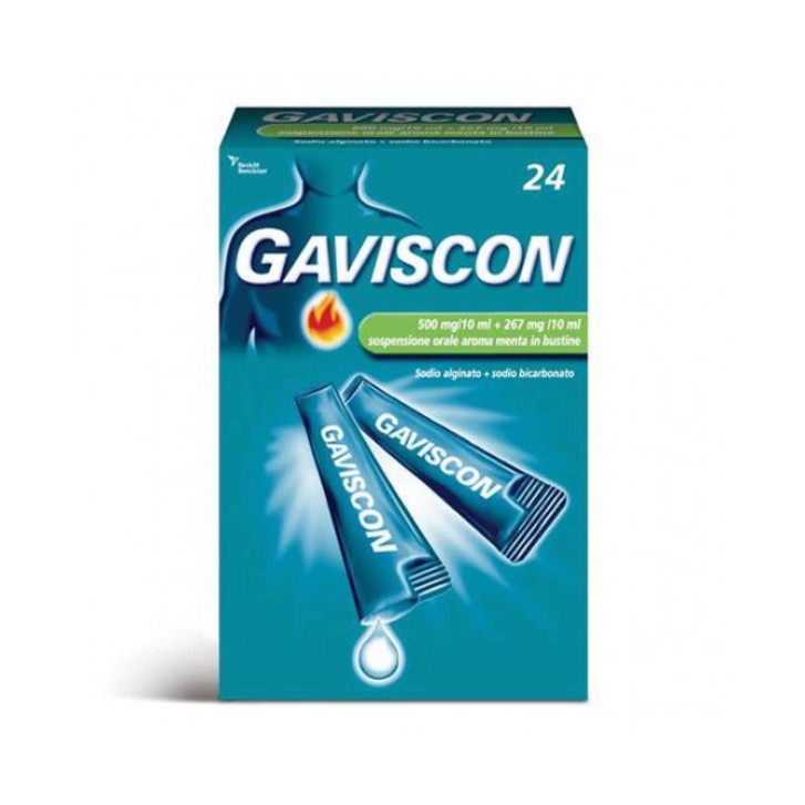 Gaviscon Sospensione Orale Aroma Menta 500 mg + 267 mg 24 Buste