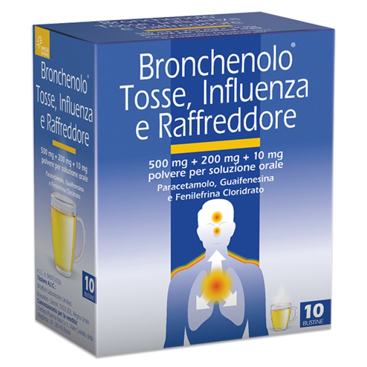 Bronchenolo Tosse Influenza e Raffreddore Polvere per Soluzione Orale 10 Buste