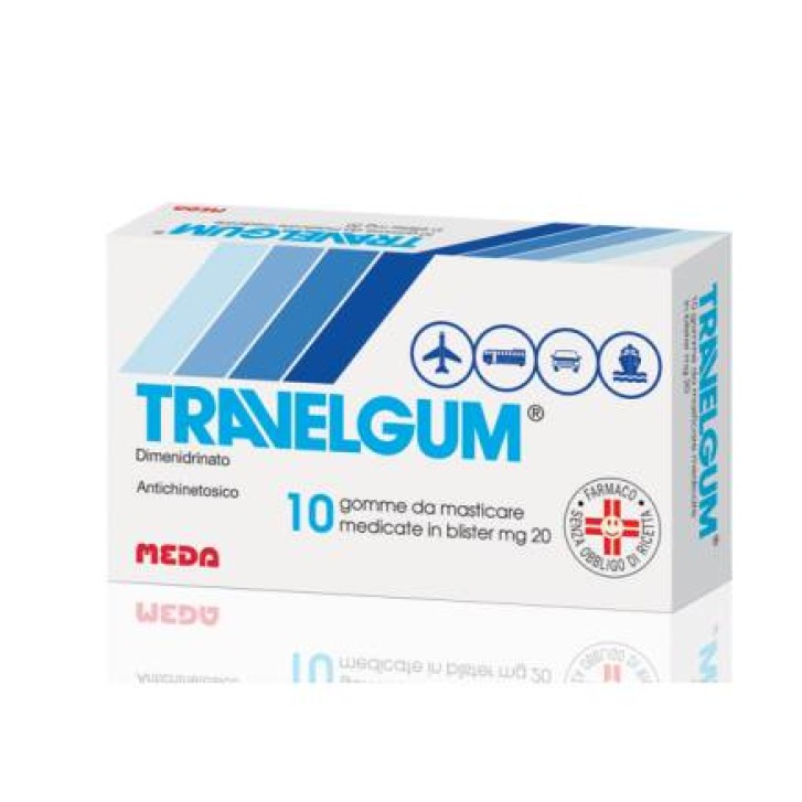Travelgum 20 mg Dimeninidrinato Antichinetosico 10 Gomme Masticabili