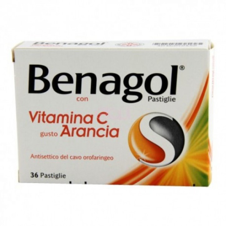 Benagol Pastiglie Vitamina C Gusto Arancia Antisettico Cavo Orale 36 Pastiglie