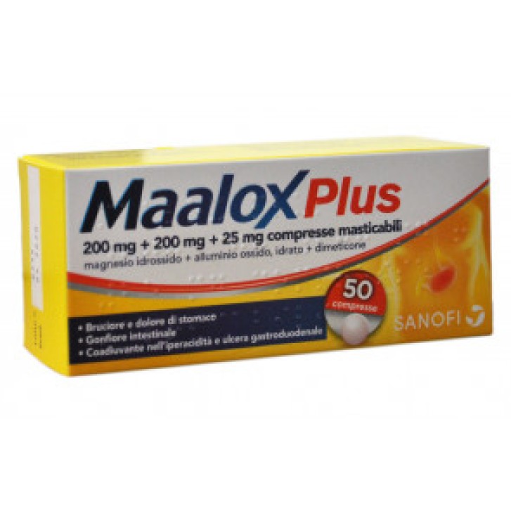 Maalox Plus Antiacido e Gonfiore 50 Compresse Masticabili