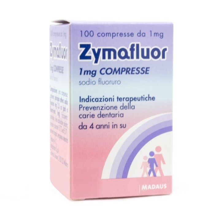 Zymafluor 1 mg Sodio Fluoruro Prevenzione Carie 100 Compresse