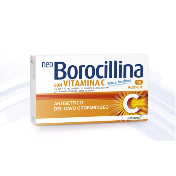 Neo Borocillina C Antisettico Orale Senza Zucchero 16 Pastiglie