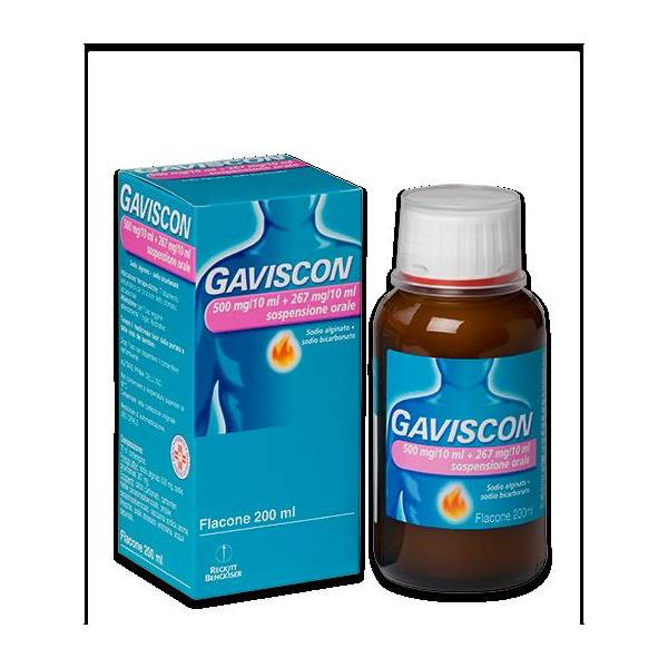 Gaviscon Sospensione Orale Aroma Finocchio 500 mg + 267 Flacone 200 ml