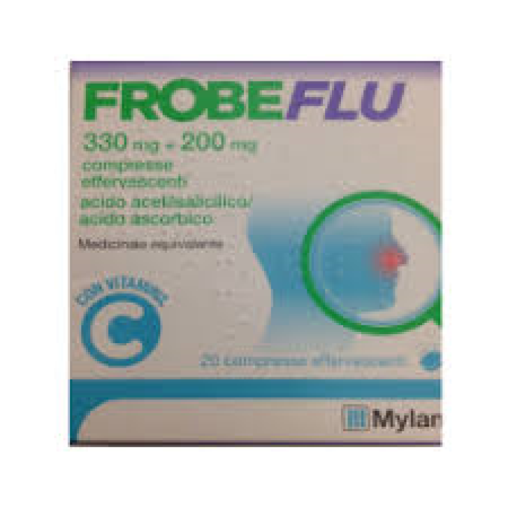 Frobeflu 300 mg + 200 mg Mylan Acido Acetilsalicilico 20 Compresse Effervescenti