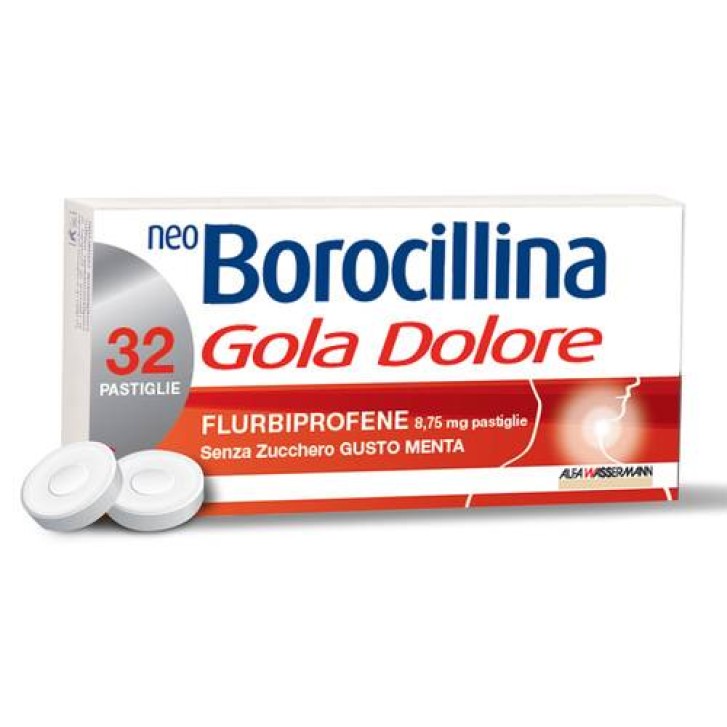 NeoBorocillina Gola Dolore 8,75 mg Menta Senza Zucchero 32 Pastiglie