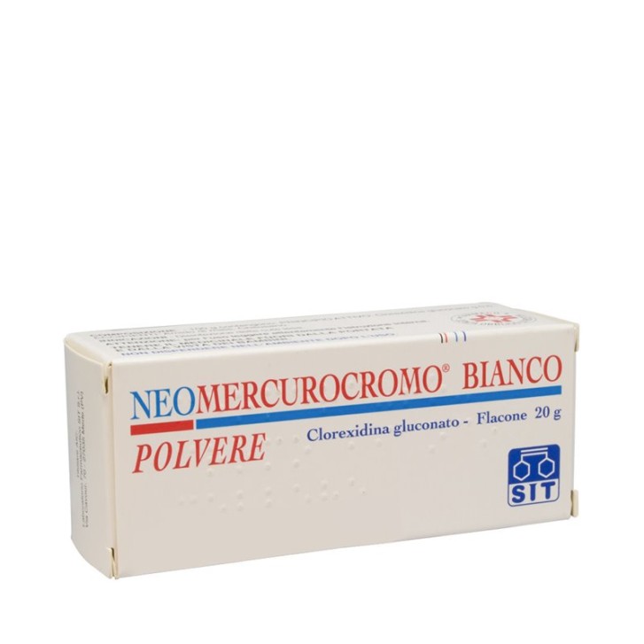 Neomercurocromo Bianco Polvere 5 mg Clorexidina Gluconato Disinfettante 20  grammi 