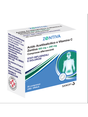 Acido Acetilsalicilico + Vitamina C Zentiva 400 mg + 240 mg 20 Compresse Effervescenti