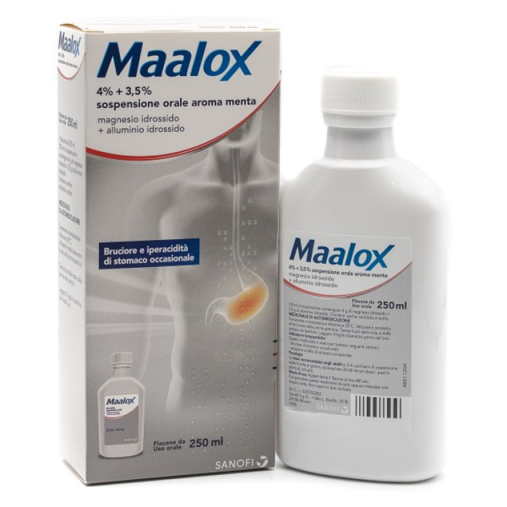 Maalox Sospensione Antiacido aroma Menta 4%+3,5% 250ml
