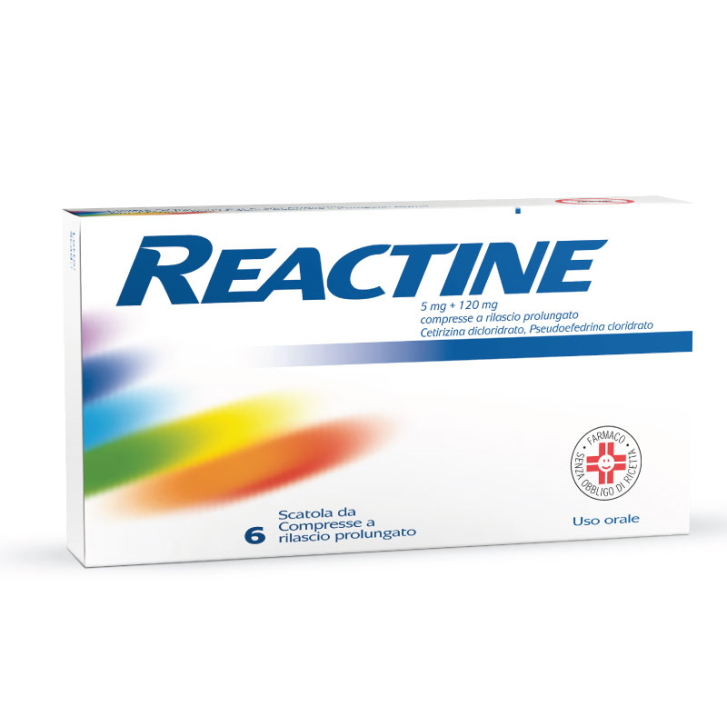Reactine Antistaminico 5 mg 120 mg 6 Compresse