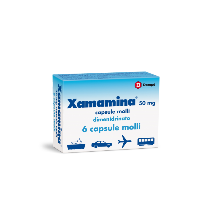 Xamamina 50 mg Dimenidrinato Antinausea 6 Capsule Molli