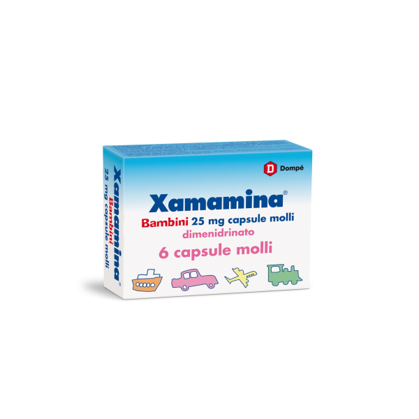 Xamamina Bambini 25 mg Dimenidrinato Antinausea 6 Capsule Molli
