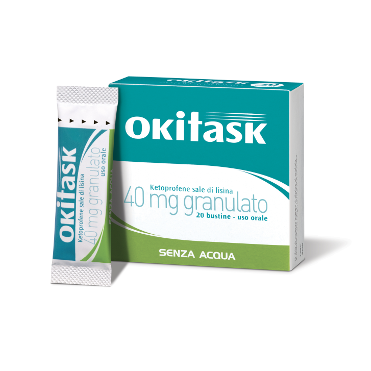 Okitask 40 mg Ketoprofene Sale di Lisina Soluzione Orale Granulato 20 Bustine