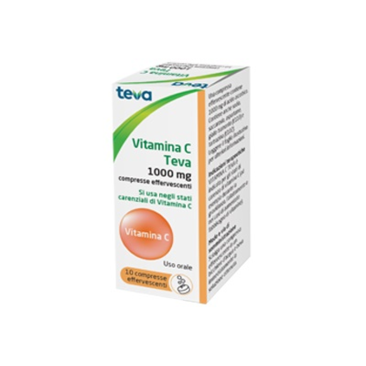Teva Vitamina C 1000 mg - Acido Ascorbico 10 Compresse Effervescenti