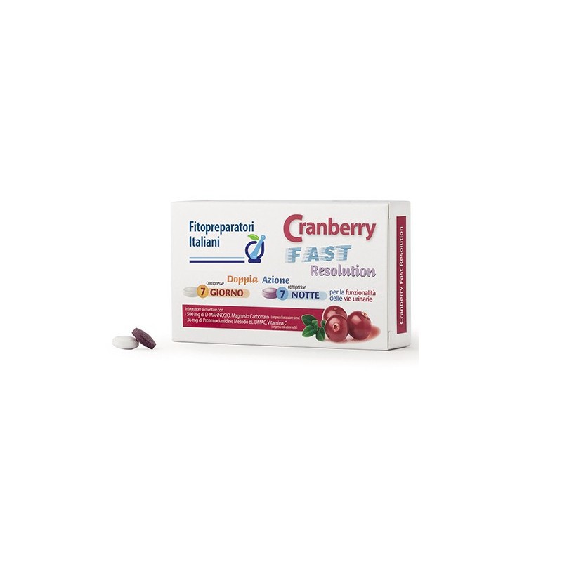 Cranberry Fast Resolution Doppia Azione 7 Compresse Bianche + 7 Compresse Viola - Integratore Cistite