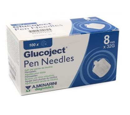 Glucoject Pen Needles G32 8 mm Aghi per Penne da Insulina 100 pezzi