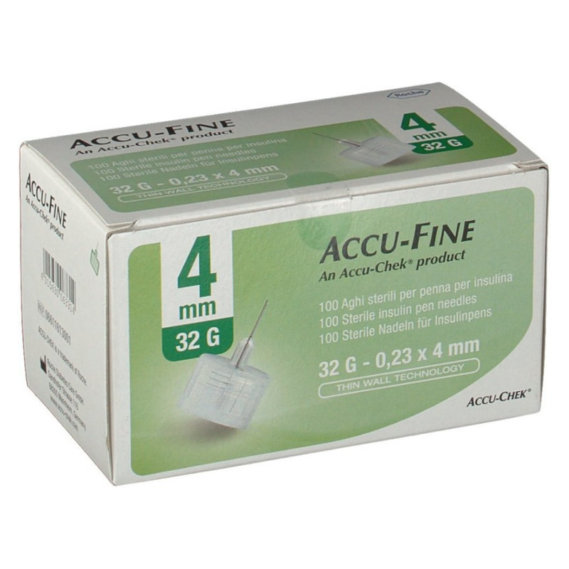 Accu-Chek Ago Accu-Fine G32 4 mm Ago per Penna Insulina 100 Pezzi