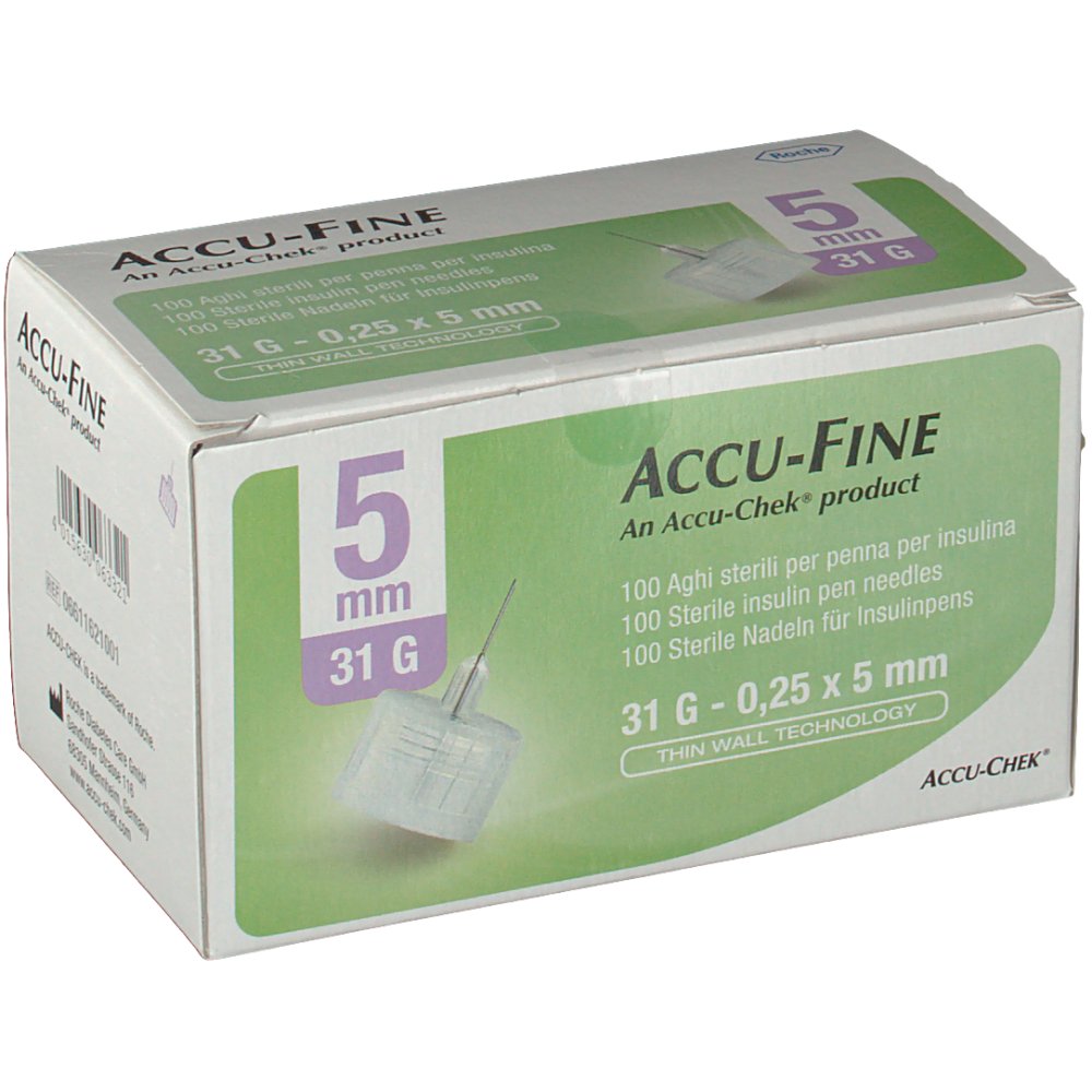 Accu-Chek Ago Accu-Fine G31 5 mm Ago per Penna Insulina 100 Pezzi