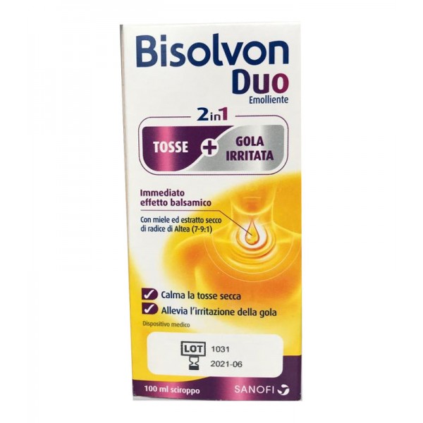 Bisolvon Duo Emolliente Sciroppo per Tosse e Gola Irritata 100 ml