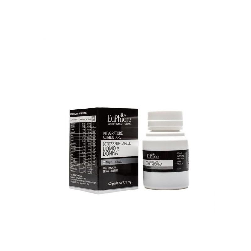 Euphidra Benessere Capelli Uomo e Donna 60 perle - Integratore Anticaduta Capelli