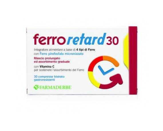 Farmaderbe Ferro Retard 30 Compresse - Integratore Ferro e Vitamina C