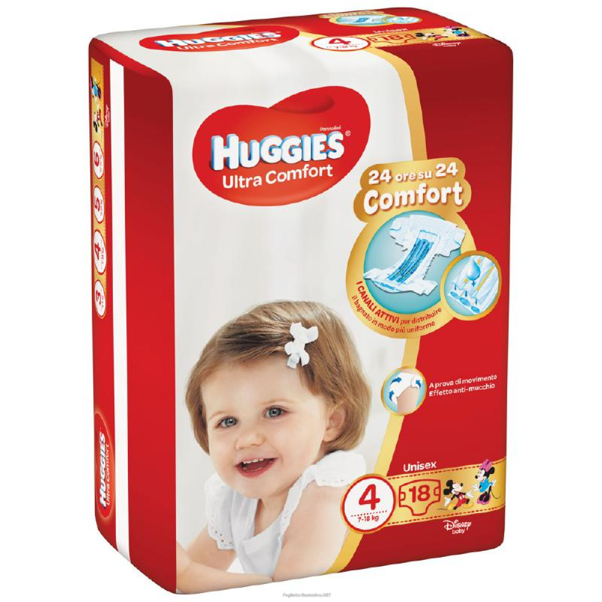 Huggies Ultra Comfort Base Pannolini Taglia 4 (7-18Kg) 18 pezzi