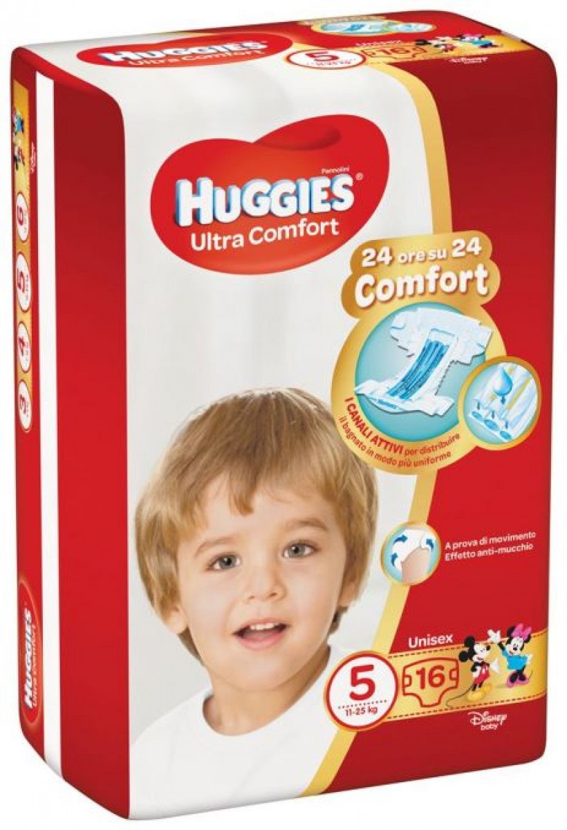 Huggies Ultra Comfort Base Pannolini Taglia 5 (11-25Kg) 16 pezzi